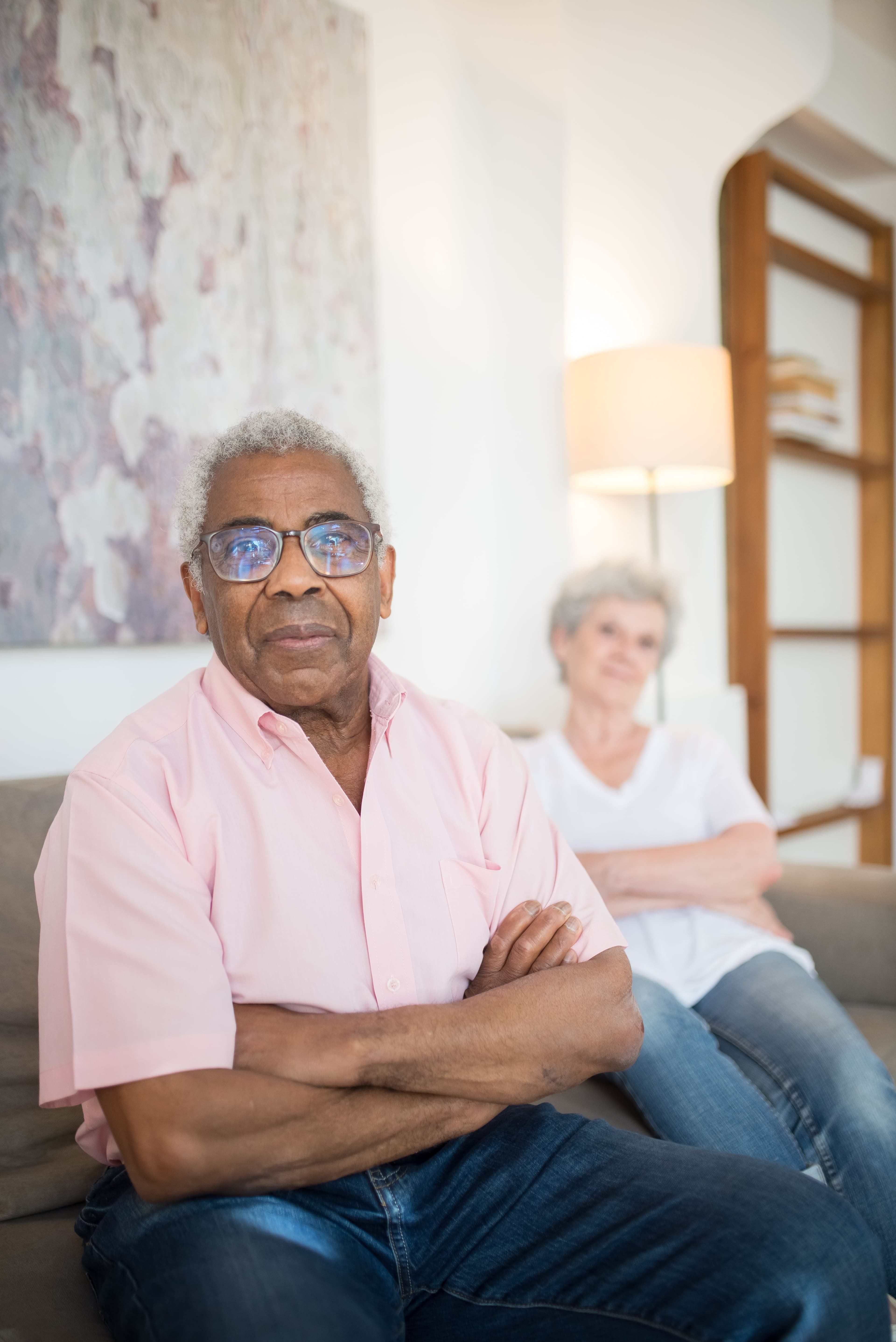 Senior couple smiling together
